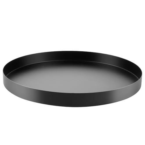 LDXDRU Deko Tablett Rund 30cm Schwarz Dekotablett aus Metall Design Dekoteller Serviertablett aus Edelstahl für Teller Dessert Kosmetik Schmuck Kerzen von LDXDRU