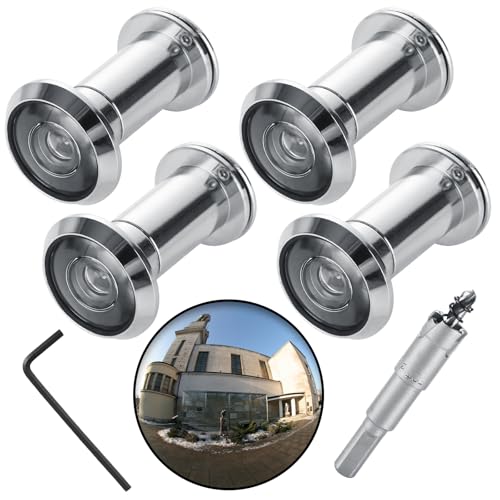 LDXDRU Türspion für Tür, 220 Grad Türspion, Türspion, Türspion, Löcher für Haustür mit Bohrer, strapazierfähig, drehbare Sichtschutzabdeckung für 3,5 cm bis 5,2 cm Türen für Zuhause, Büro, Hotel von LDXDRU