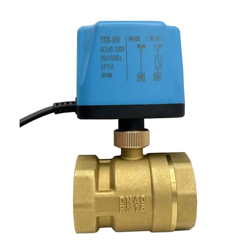 LDXMJZOT 1-1/2 ''Zweiwege-Messing-Motorkugelhahn, normalerweise geschlossen, mit Zwei Drähten gesteuert, elektrischer Kugelhahn(220V-CR04) von LDXMJZOT