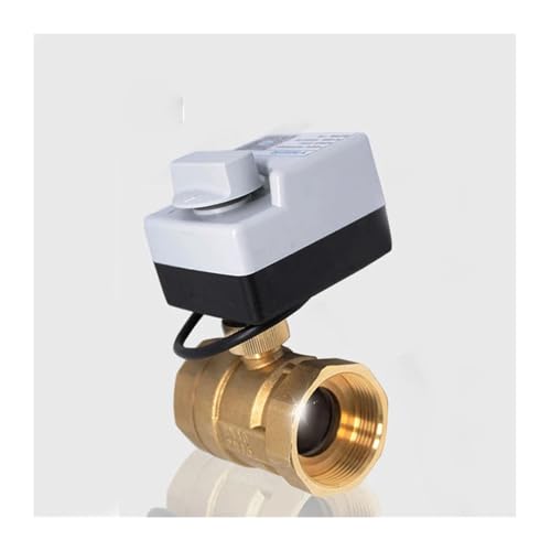 LDXMJZOT DN15 DN20 DN25 DN32 DN40 Motorisierter Messing-Kugelhahn, 3-adrig, zweifach gesteuerter elektrischer Antrieb, AC220V, 3 Wege/2 Wege mit manuellem Schalter(220v-2 Way,DN50) von LDXMJZOT