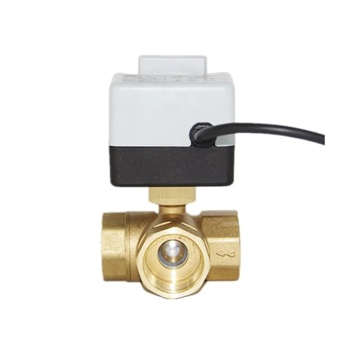 LDXMJZOT Motorisierter Messing-Kugelhahn, 3-adrig, zweifach gesteuert, elektrischer Antrieb, AC220V, 3 Wege/2 Wege, DN15 DN20 DN25 DN32 DN40 mit manuellem Schalter(2 Way,DN20) von LDXMJZOT