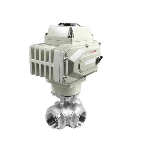 LDXMJZOT Motorisiertes Kugelventil mit 3-Wege-Plattform DN40 aus Edelstahl Q911F-16P, elektrisches Kugelventil mit weiblichem Gewinde (12 VDC-T Typ) von LDXMJZOT