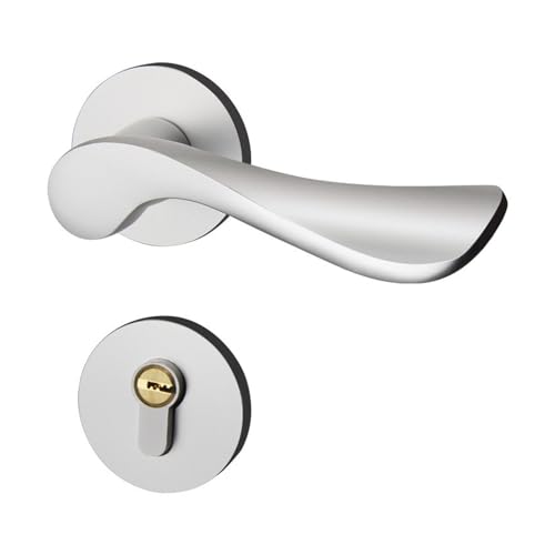 Raumfahrt-Innentürschloss aus Aluminium, modern, minimalistisch, Schlafzimmer-Türgriff, schwarz, geteilt, leise, Zimmertürschloss (53507 Silber) von LDXMJZOT