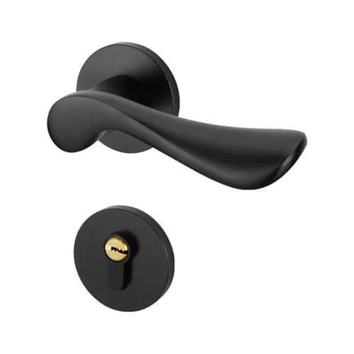 Raumfahrt-Innentürschloss aus Aluminium, modern, minimalistisch, Schlafzimmer-Türgriff, schwarz, geteilt, leise, Zimmertürschloss (53507 Yahei) von LDXMJZOT