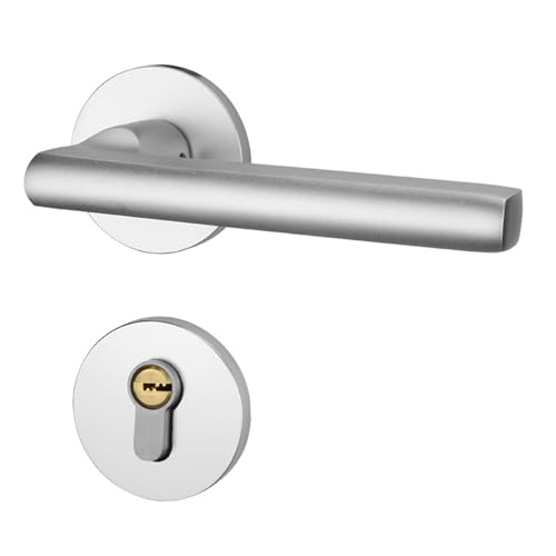 Raumfahrt-Innentürschloss aus Aluminium, modern, minimalistisch, Schlafzimmer-Türgriff, schwarz, geteilt, leise, Zimmertürschloss (53508 Silber) von LDXMJZOT