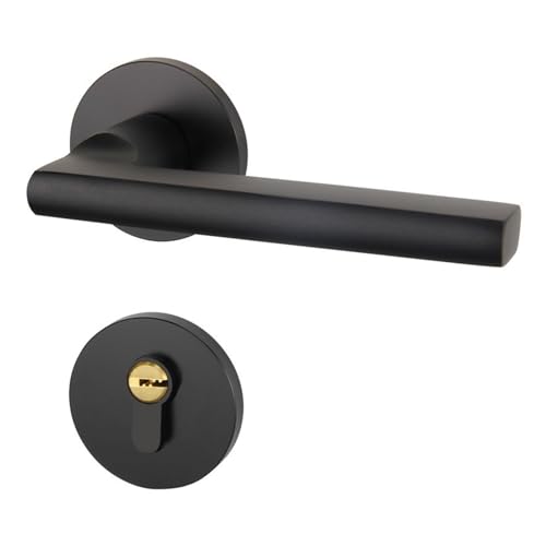 Raumfahrt-Innentürschloss aus Aluminium, modern, minimalistisch, Schlafzimmer-Türgriff, schwarz, geteilt, leise, Zimmertürschloss (53508 Yahei) von LDXMJZOT