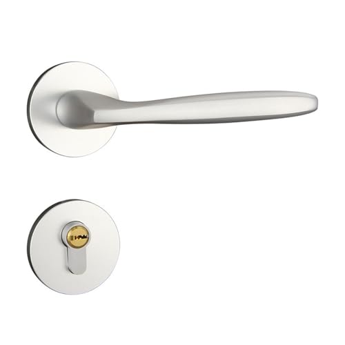 Raumfahrt-Innentürschloss aus Aluminium, modern, minimalistisch, Schlafzimmer-Türgriff, schwarz, geteilt, leise, Zimmertürschloss (55161 Silber) von LDXMJZOT