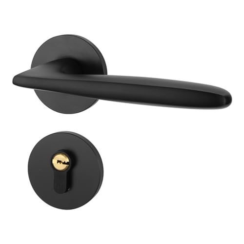 Raumfahrt-Innentürschloss aus Aluminium, modern, minimalistisch, Schlafzimmer-Türgriff, schwarz, geteilt, leise, Zimmertürschloss (55161 Yahei) von LDXMJZOT