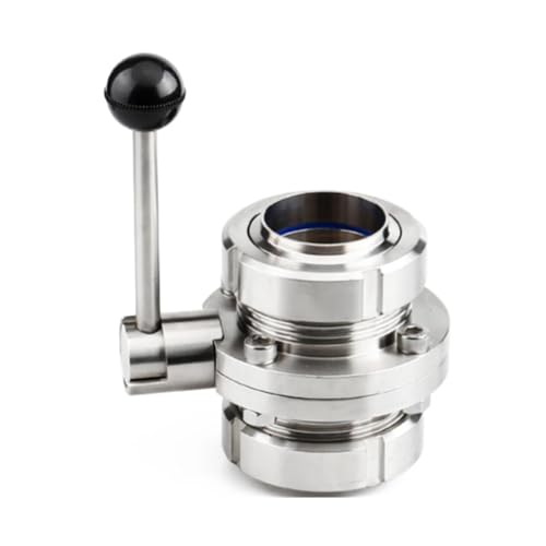 Sanitär-Absperrklappen-Set aus Edelstahl 304, SMS-Außengewinde, Außendurchmesser: 39,5 mm, Silikondichtung, 2,5 cm von LDXMJZOT
