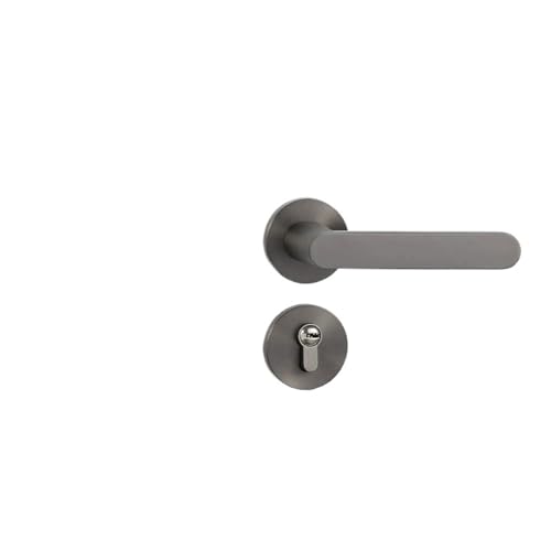 Schwarze Haushalts-Zinklegierung, Massivholz, Schlafzimmer, leise, modern, einfach, Schlafzimmer, magnetisch, Splitschloss, Hardware-Türschloss (Gun Ash 7255, rund, magnetisch) von LDXMJZOT
