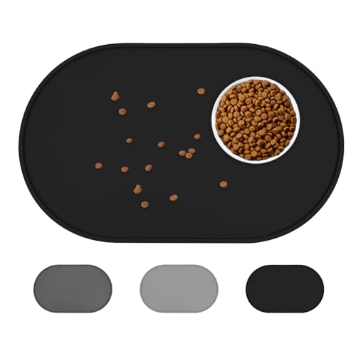 LDYOEN Napfunterlage Hund Katzen - Hundenapf Unterlage Katzennapf Unterlage aus Silikon - Hunde Katzen Futtermatte wasserdichte und rutschfeste - Fressnapf Unterlage Groß 48x30cm - Schwarz LDYOEN Napfunterlage Hund Katzen - Hundenapf Unterlage Katzennapf Unterlage aus Silikon - Hunde Katzen Futtermatte wasserdichte und rutschfeste - Fressnapf Unterlage Groß 48x30cm - Schwarz von LDYOEN