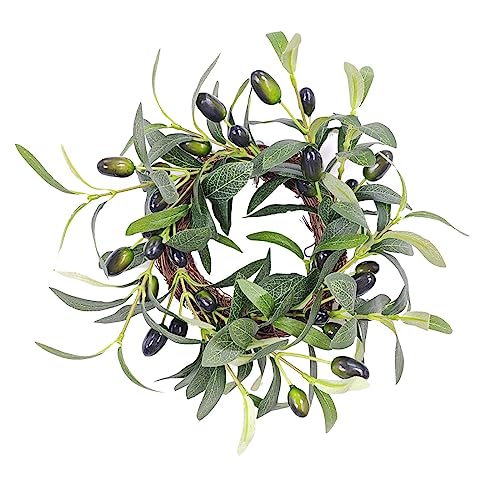 LDadgf Simulation Olivenkranz, Olivenfruchtkranz, 30 cm, Kerzenständer, Kranz, Tür-Hängedekoration, Gartenkranz, Hängedekoration 12 Reifen (Navy, One Size) von LDadgf