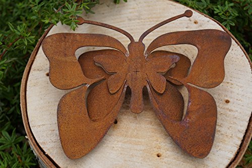 LDesign Edelrost Schmetterling mit Schraube zum Eindrehen in Holz Gartendeko von LDesign
