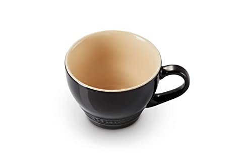 Le Creuset Große Cappuccino Tasse aus Steinzeug, 400 ml, Schwarz glänzend, 70304401400002 von LE CREUSET