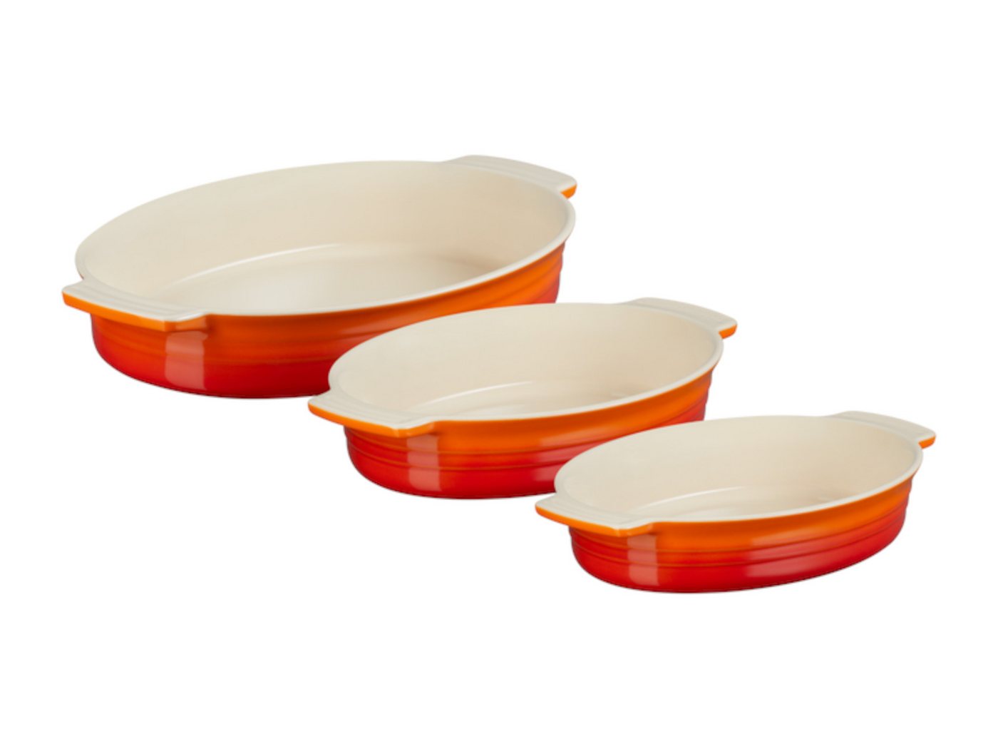 LE CREUSET Auflaufform Auflaufform Klassik oval ofenrot 24/27/36 Set 3tlg, Steinzeug von LE CREUSET