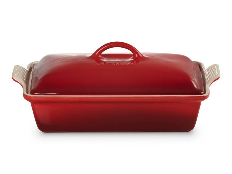 LE CREUSET Backform Auflaufform mit Deckel Tradition rechteckig kirschrot 33cm von LE CREUSET