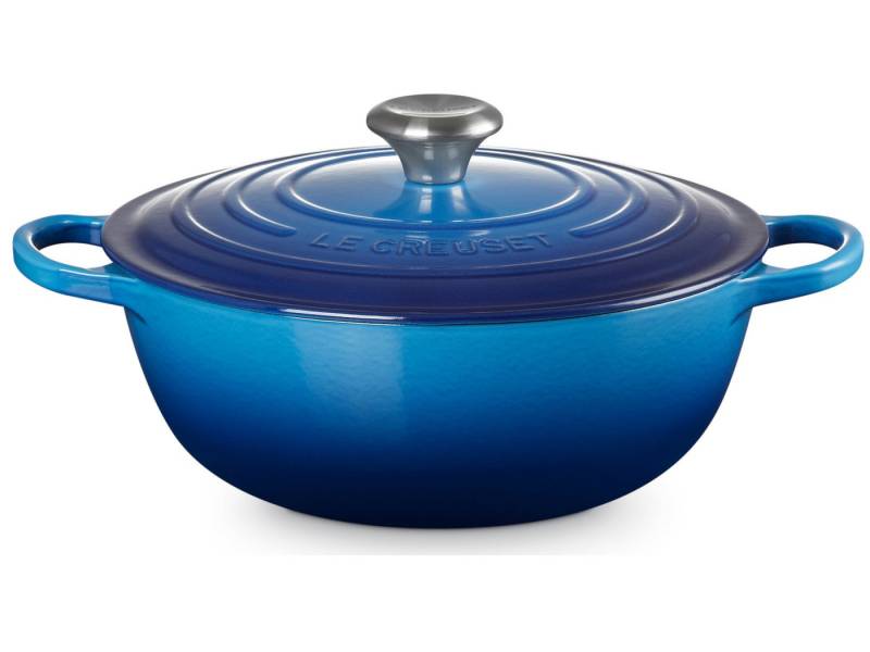 LE CREUSET Bräter Creuset Bräter La Marmite Signature rund azure 26 cm, Emailliertes Gusseisen von LE CREUSET