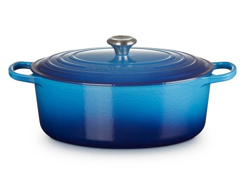 LE CREUSET Bräter Bräter Signature oval azure 33cm, Emailliertes Gusseisen von LE CREUSET