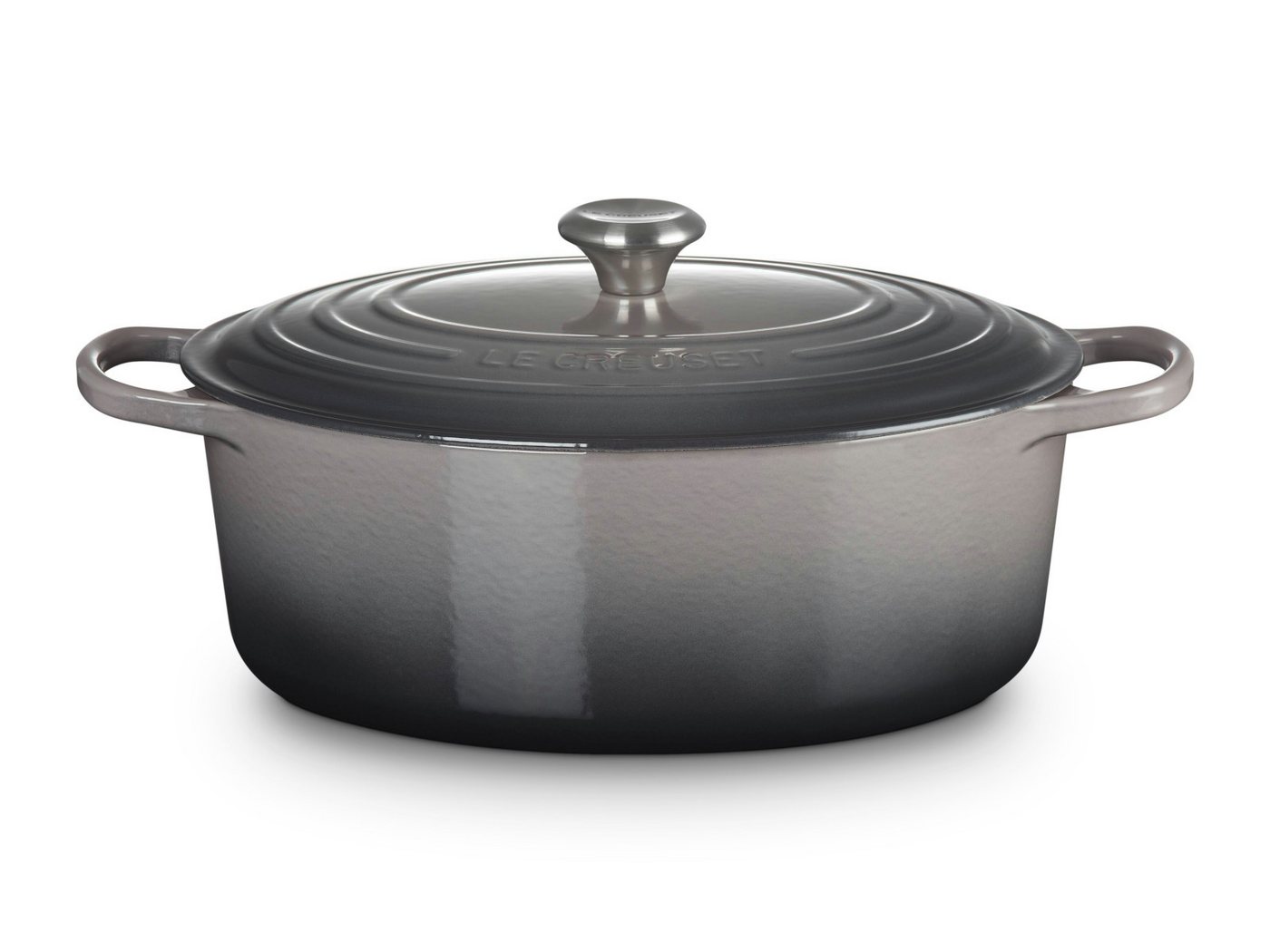 LE CREUSET Bräter Bräter Signature oval flint 33cm, Emailliertes Gusseisen von LE CREUSET