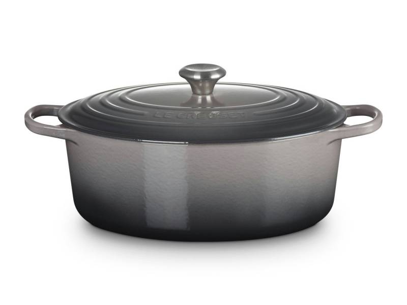 LE CREUSET Bräter Bräter Signature oval flint 33cm, Emailliertes Gusseisen von LE CREUSET