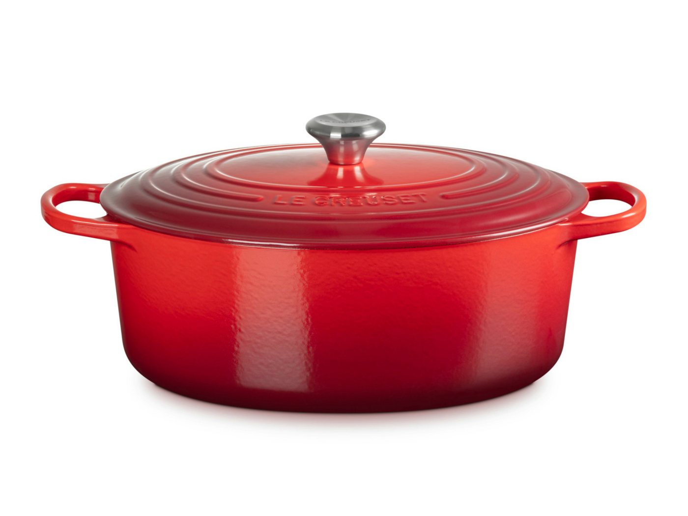 LE CREUSET Bräter Bräter Signature oval kirschrot 33cm, Emailliertes Gusseisen von LE CREUSET