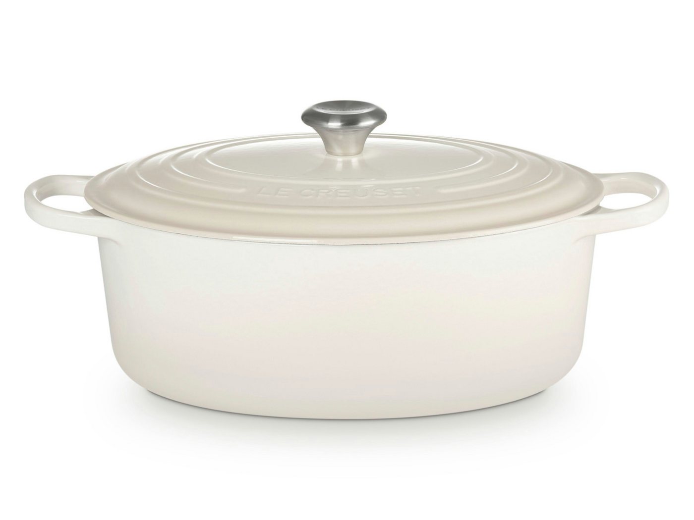 LE CREUSET Bräter Bräter Signature oval meringue 33cm, Emailliertes Gusseisen von LE CREUSET