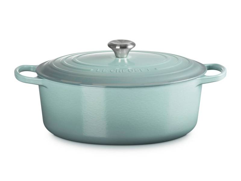 LE CREUSET Bräter Bräter Signature oval sea salt 33cm, Emailliertes Gusseisen von LE CREUSET