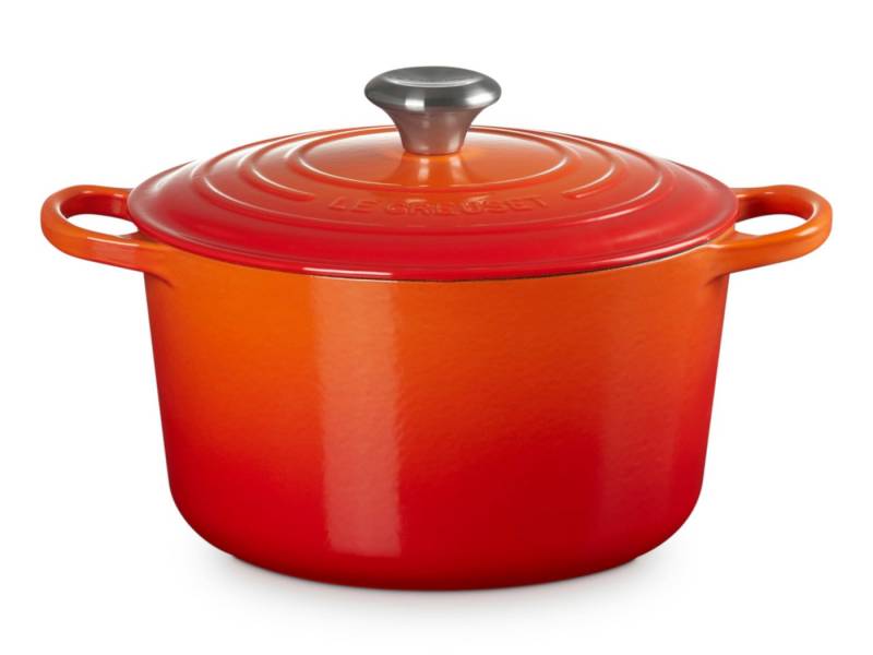 LE CREUSET Bräter Bräter Signature rund hoch ofenrot 24cm, Emailliertes Gusseisen von LE CREUSET