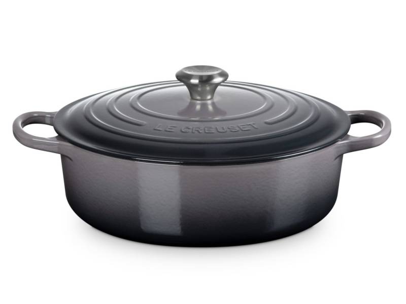 LE CREUSET Bräter Gourmet-Bräter Signature rund flint 30cm, Emailliertes Gusseisen von LE CREUSET