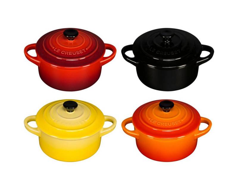 LE CREUSET Kochtopf 4x1 Mini Braeterset m.Deckel 10x5cm, Feuer u. von LE CREUSET