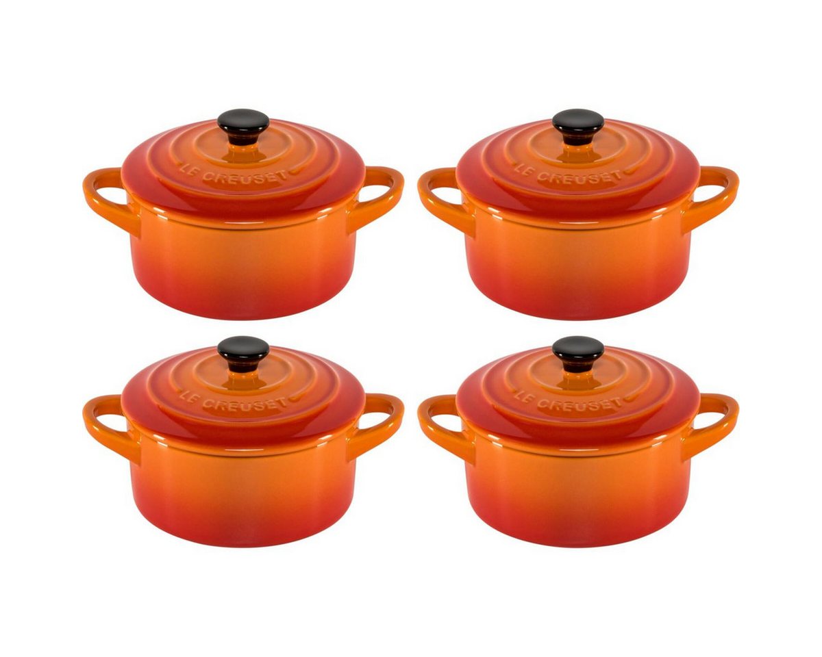 LE CREUSET Kochtopf 4x1 Mini Braeterset m.Deckel 10x5cm ofenrot von LE CREUSET