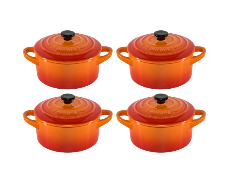 LE CREUSET Kochtopf 4x1 Mini Braeterset m.Deckel 10x5cm ofenrot von LE CREUSET