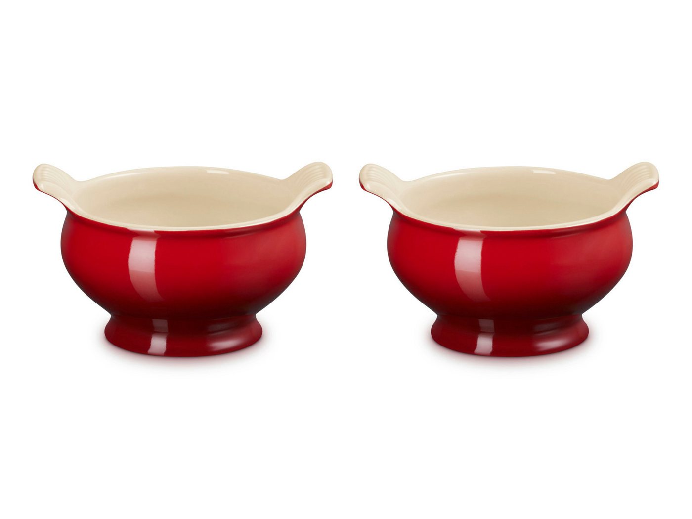 LE CREUSET Schüssel Suppenterrine Tradition kirschrot 0,6l 2er Set, Steinzeug, (Terrinen) von LE CREUSET