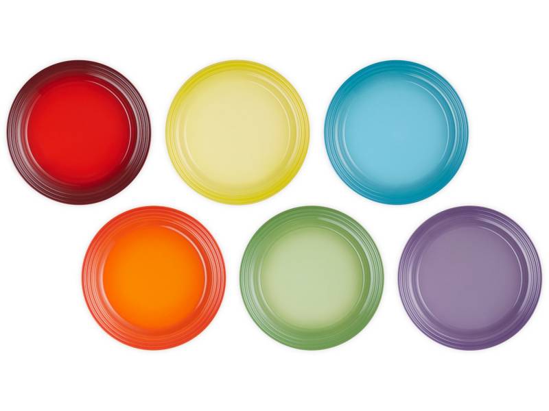 LE CREUSET Speiseteller Regenbogen Speiseteller 27cm Set 6tlg von LE CREUSET
