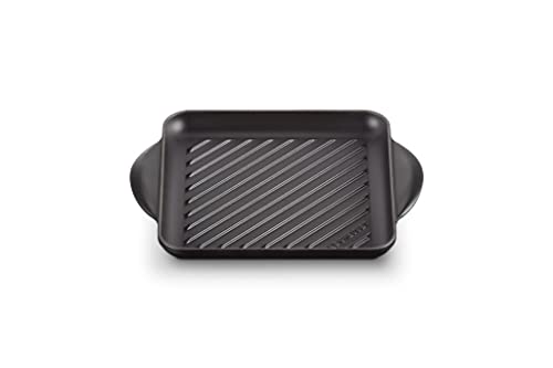 Le Creuset Quadratische Grillplatte aus Gusseisen mit Hilfsgriff, 24 cm, Schwarz, 20205240000460 von LE CREUSET