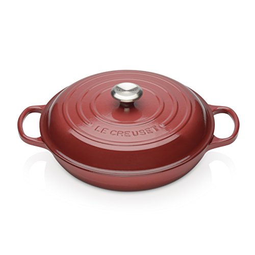 Le Creuset Signature Gusseisen Gourmet-Profitopf, Rund, Ø 30 cm, 3,5 l, Für alle Herdarten inkl. Induktion geeignet, 5,555 kg, Burgundy, 21180307502430 von LE CREUSET