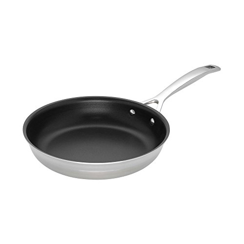 Le Creuset Antihaftbeschichtete Bratpfanne aus 3-ply Edelstahl, Ø 24 cm, Für alle Herdarten inkl. Induktion geeignet, Silber, 96200224001000 von LE CREUSET