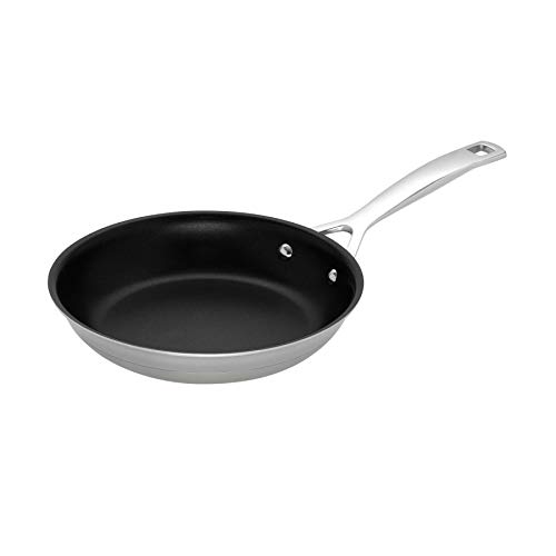 Le Creuset Antihaftbeschichtete Bratpfanne aus 3-ply Edelstahl, Ø 20 cm, Für alle Herdarten inkl. Induktion geeignet, Silber, 96201320001000 von LE CREUSET