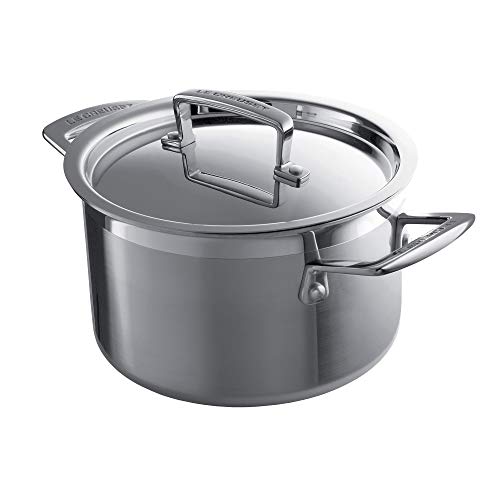 Le Creuset Fleischtopf aus 3-ply Edelstahl, Ø 18 cm, Für alle Herdarten inkl. Induktion geeignet, Silber, 96200618001000 von LE CREUSET