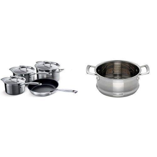 Le Creuset 3-ply Mehrschicht-Kochtopfset 4-teilig & Le Creuset 3-ply Dämpfeinsatz 20 cm von LE CREUSET