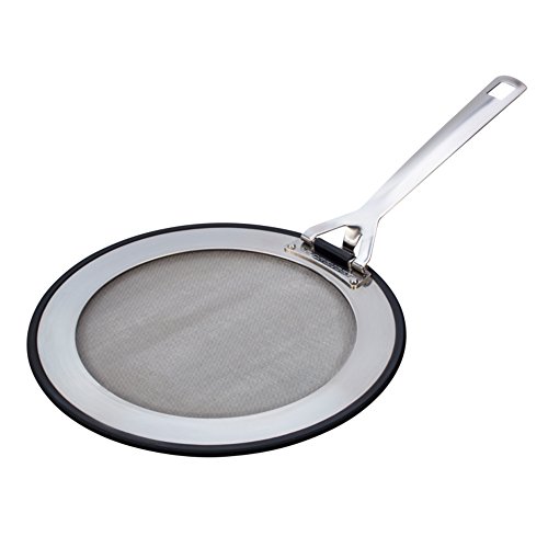 Le Creuset 3-ply Pfannenspritzschutz, Ø 20 - 24 cm, Rostfreier Edelstahl, Mit Antirutsch-Silikonrand, Klappbarer Griff, Silber Le Creuset 3-ply Pfannenspritzschutz, Ø 20 - 24 cm, Rostfreier Edelstahl, Mit Antirutsch-Silikonrand, Klappbarer Griff, Silber von LE CREUSET