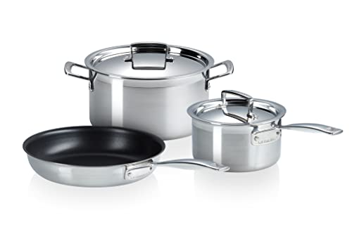 Le Creuset 3-teiliges Kochgeschirrset aus 3-ply Edelstahl, 53808000010050 von LE CREUSET