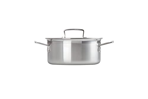 Le Creuset Bratentopf aus 3-ply Edelstahl, Ø 20 cm, Für alle Herdarten inkl. Induktion geeignet, Silber, 96200720001000 von LE CREUSET