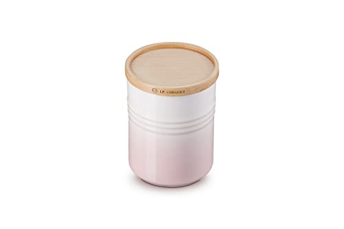 Le Creuset Steinzeug Mittelgroße Vorratsdose mit Holz-Deckel, Steinzeug, 540 ml, 10 cm, Shell Pink, 60825547770099 von LE CREUSET