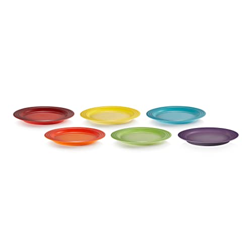 Le Creuset 6er-Set Frühstücksteller aus Steinzeug, 22 cm, Regenbogen, 79285228359006 von LE CREUSET