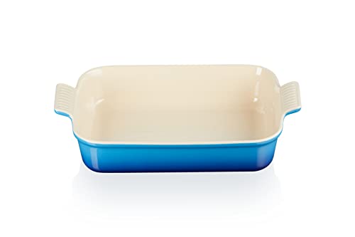 Le Creuset Rechteckige Auflaufform Tradition aus Steinzeug, 32 cm, 2.31 kg, Azure, 71102322200001 von LE CREUSET