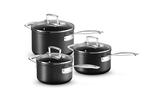 Le Creuset Aluminium-Antihaft 3-teiliges Profitopfset, Ø 16, 18 und 20 cm, Für alle Herdarten inkl. Induktion geeignet, Anthrazit/Silber, 51803000010002 von LE CREUSET