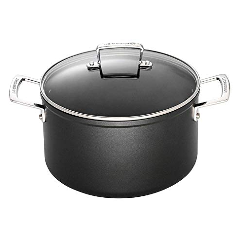 Le Creuset Aluminium-Antihaft Fleischtopf mit Glasdeckel, Ø 28 cm, Für alle Herdarten inkl. Induktion geeignet, Anthrazit/Silber, 51102280010502 von LE CREUSET