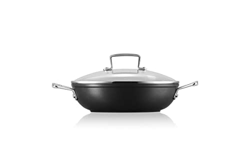 Le Creuset Aluminium-Antihaft Profipfanne mit Deckel, Ø 24 cm, Für alle Herdarten inkl. Induktion geeignet, Anthrazit/Silber, 51107240010502 von LE CREUSET