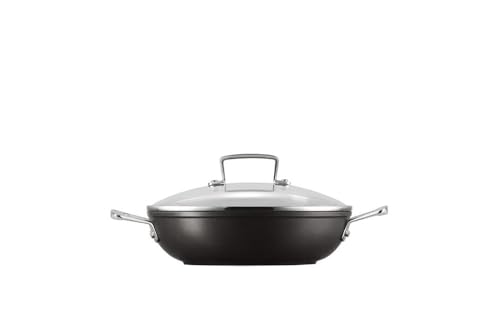 Le Creuset Aluminium-Antihaft Profipfanne mit Deckel, Ø 24 cm, Für alle Herdarten inkl. Induktion geeignet, Anthrazit/Silber, 51107240010502 von LE CREUSET